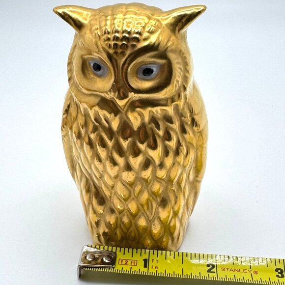 Gold Ceramic Owl Figurines With Textured Design Set Of 3 Vintage - Picture 8 of 12